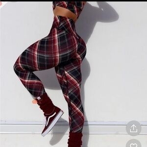 Peached by Nellie Plaid Leggings